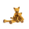 Petite peluche renard jaune beige assis avec un renard plus petit Moulin Roty