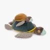 Petite tortue en peluche multicolore avec motifs pois et textures corduroy Moulin Roty