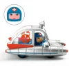 Petite voiture Space Ambulance argentée avec figure bleue et croix rouge, Djeco.