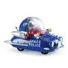 Petite voiture Space Police bleue métal avec pilote argent et bulle transparente