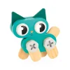Petit chat en bois bleu turquoise avec pattes naturelles et gros yeux blancs Petits Animaux à Bricoler Brico'Kids Janod