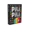 Boîte noire Pili Pili avec motifs colorés et cartes rouges, jaunes, vertes, bleues.