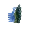 Pince à cheveux paon en plastique bleu et vert avec détails dorés et motifs ocellés