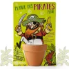 Pot en terre cuite avec illustration de pirate et bananier à semer Radis et Capucine
