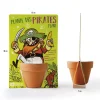Pot en terre cuite avec carte illustrée pirate vert et rouge pour bananier à semer