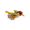 Peluche Pivert Moulin Roty tissus doux vert, orange, beige, rouge et noir