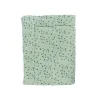 Plaid vert sauge imprimé feuilles et fleurs orange Trois petits lapins Moulin Roty