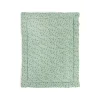 Plaid sauge Trois petits lapins, tissu vert clair à motifs verts foncés et jaunes, bordure froncée
