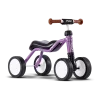 Porteur Wutsh perky purple Puky violet métallisé, quatre roues noires, selle noire ergonomique, guidon avec poignées marron.