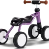 Porteur Wutsh perky purple Puky violet avec siège noir et quatre roues blanches et noires.