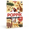 Poster XXL La savane Poppik avec animaux sauvages stylisés à stickers colorés