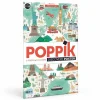 Poster pédagogique Poppik Tour du monde avec illustrations et 71 stickers à coller.