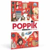 Poster stickers rouge avec illustrations colorées monuments et personnages historiques de Paris, Poppik