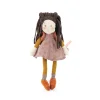Poupée Mauve Les Rosalies robe rose, cheveux brun foncé en tissu torsadé, chaussons orange