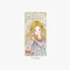 Illustration poupée Violette Les Rosalies, robe fleurie bleue, cheveux blonds, petit chat orange.