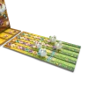 Plateau de jeu Pouss' ta poule avec pions poules blanches à taches colorées