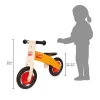 Draisienne Little Bikloon bois orange et rouge avec selle noire, guidon noir.