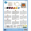 Kit Punch Needle Renard Sentosphère avec laine multicolore, aiguille et tambour en bois.