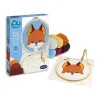 Kit Punch Needle Renard Sentosphère avec fils multicolores et cadre en bois.