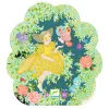Puzzle 54 pièces L'arbre de Flora, fille en robe jaune, écureuil violet, hibou bleu, papillon rose.