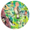 Oiseaux colorés sur branche fleurie, forêt verte en arrière-plan, puzzle Djeco.