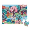 Puzzle magique La forêt 24 pièces Janod, animaux colorés, arbres et ruisseau, illustration enfantine.