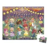 Puzzle Princesses 36 pièces Janod, scène princesse danse sous guirlandes lumineuses, couleurs pastel