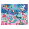 Puzzle 24 pièces Janod, sirènes multicolores et animaux marins dans décor sous-marin.