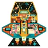 Puzzle Djeco en forme de station spatiale avec astronautes, planètes et robot colorés