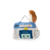 Radio cassette en tissu bleu et beige, peluche oiseau marron, marque Puce et Pilou Moulin Roty
