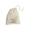 Sac en tissu beige avec cordon, logo Les Loufoques Moulin Roty vert.