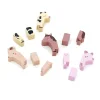 Blocs en bois aimantés formes animaux ferme colorés beige rose brun, Rigol’animo Vilac