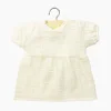 Robe Faustine manches ballons en double gaze écru pour poupées Babies - Minikane