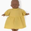 Robe Faustine plumetis moutarde pour poupées Babies - Minikane