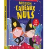 Couverture Roman de l'avent Mission cadeaux nuls, deux elfes en uniforme noir, fond bleu nuit étoilé.