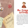 Pages illustrées du roman énigme avec portraits, boule de Noël rouge, affiches et texte Un étrange message.