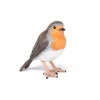 Figurine rouge-gorge Papo en plastique avec plumes orange, grises et blanches.