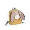 Sac à dos ocre motif fleurs avec visage et grandes oreilles de lapin en peluche
