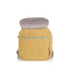 Sac à dos enfant ocre motifs fleurs bleues Trois petits lapins Moulin Roty