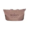 Sac cabas Santal beige en tissu avec inscription "Maman tout terrain" noire