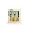 Set couverts silicone jaune motif lapins Moulin Roty, fourchette, cuillère, couteau