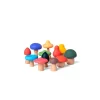 Douze champignons Little L bois naturel avec chapeaux silicone multicolores variés