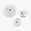 Set vaisselle porcelaine Pomme des bois, assiette, bol et tasse illustrations nature