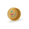 Bol jaune en silicone avec dessin chat rose et feuilles bleues, set La forêt Mawa