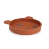 Assiette silicone orange forme ronde avec oreilles et motifs pattes Noisette La forêt Mawa