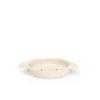 Assiette ronde beige en silicone avec anses et yeux dessinés, set Puce et Pilou
