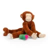 Singe Mochica en peluche marron avec visage beige, jouet d’activités suspendu