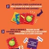 Instructions de jeu SPEEK sur fond orange avec dessins de cartes colorées et cactus vert souriant.