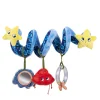 Spirale d'activités bleu motifs étoiles avec jouets étoile jaune, crabe rouge, anneau transparent