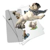 Stickers animaux réalistes dont un chien boxer, lapins, dalmatien et chat rayé sur feuilles blanches